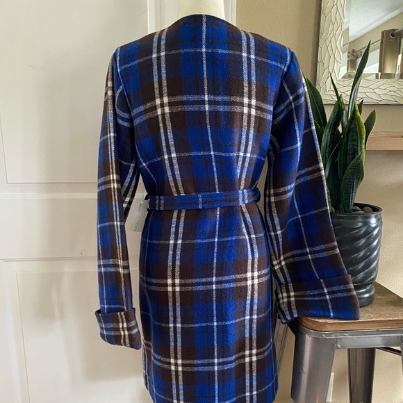 NWT!- plaid wool blend wrap coat Nordstrom - Picture 9 of 12
